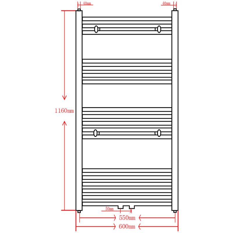 Casa si Gradina - Termice - Generatoare de aer cald - Radiator port-prosop incalzire centrala baie drept, negru, 600x1160 mm - Infinity.ro