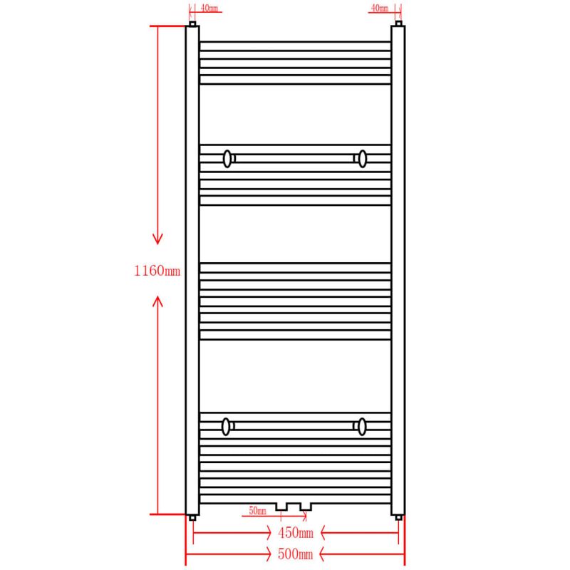 Casa si Gradina - Termice - Generatoare de aer cald - Radiator port-prosop incalzire centrala baie, curbat, negru, 500 x 1160 mm - Infinity.ro