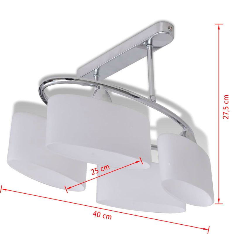 Casa si Gradina - Corpuri si surse de iluminat - Veioze si lampi - Lampadare - Plafoniera cu abajururi de sticla elipsoide, pentru 4 becuri E14 - Infinity.ro