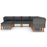 Casa si Gradina - Gradina si terasa - Mobilier exterior - Canapele si fotolii gradina - Canapea de gradina, 9 piese, gri, poliratan, model 3x colț + 4x mijloc + 2x suport pentru picioare - Infinity.ro