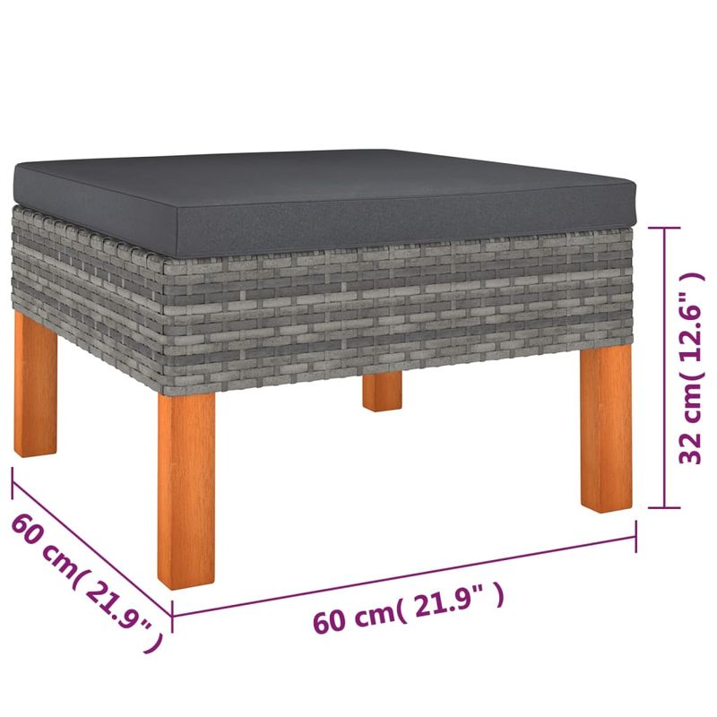 Casa si Gradina - Gradina si terasa - Mobilier exterior - Canapele si fotolii gradina - Canapea de gradina, 9 piese, gri, poliratan, model 3x colț + 4x mijloc + 2x suport pentru picioare - Infinity.ro
