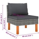Casa si Gradina - Gradina si terasa - Mobilier exterior - Canapele si fotolii gradina - Canapea de gradina, 9 piese, gri, poliratan, model 3x colț + 4x mijloc + 2x suport pentru picioare - Infinity.ro