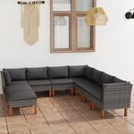 Casa si Gradina - Gradina si terasa - Mobilier exterior - Canapele si fotolii gradina - Canapea de gradina, 9 piese, gri, poliratan, model 3x colț + 4x mijloc + 2x suport pentru picioare - Infinity.ro