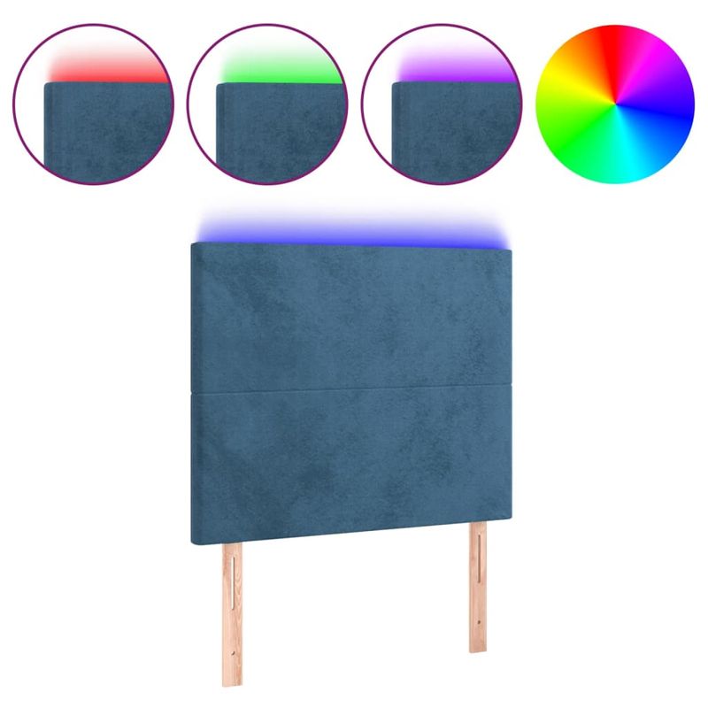 Casa si Gradina - Mobilier - Paturi si accesorii - Accesorii paturi - Tablie de pat cu LED, albastru inchis, 90x5x118/128 cm, catifea - Infinity.ro