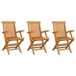 Casa si Gradina - Gradina si terasa - Mobilier exterior - Scaune si sezlonguri gradina - Scaune gradina cu perne, 3 buc., lemn masiv de tec, crem - Infinity.ro