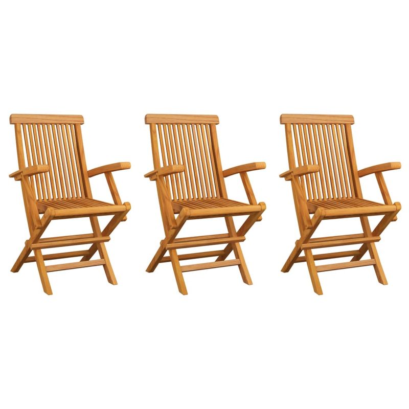 Casa si Gradina - Gradina si terasa - Mobilier exterior - Scaune si sezlonguri gradina - Scaune gradina cu perne, 3 buc., lemn masiv de tec, crem - Infinity.ro