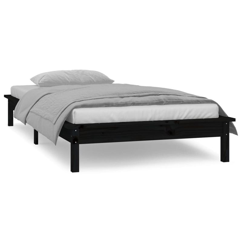 Casa si Gradina - Mobilier - Paturi si accesorii - Paturi - Cadru de pat cu LED, negru, 90x200 cm, lemn masiv - Infinity.ro