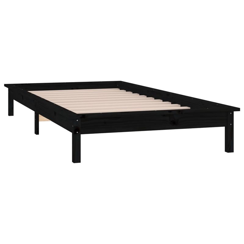 Casa si Gradina - Mobilier - Paturi si accesorii - Paturi - Cadru de pat cu LED, negru, 90x200 cm, lemn masiv - Infinity.ro