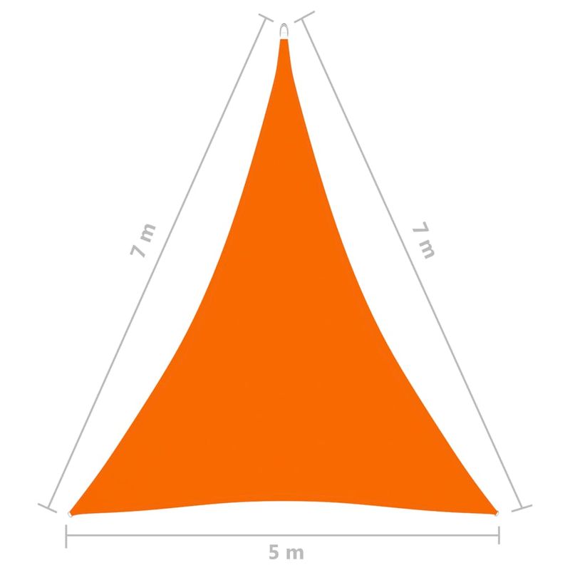 Casa si Gradina - Gradina si terasa - Umbrele si pavilioane - Umbrele - Parasolar din tesatura oxford, portocaliu, 5x7x7 m, tesatura oxford, triunghiular - Infinity.ro