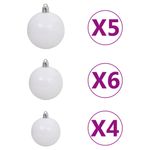 Casa si Gradina - Decoratiuni - Decoratiuni de sezon - Brad Crăciun pre-iluminat cu set globuri, roz, 150 cm, PVC, model cu LED-uri și globuri albe/gri - Infinity.ro