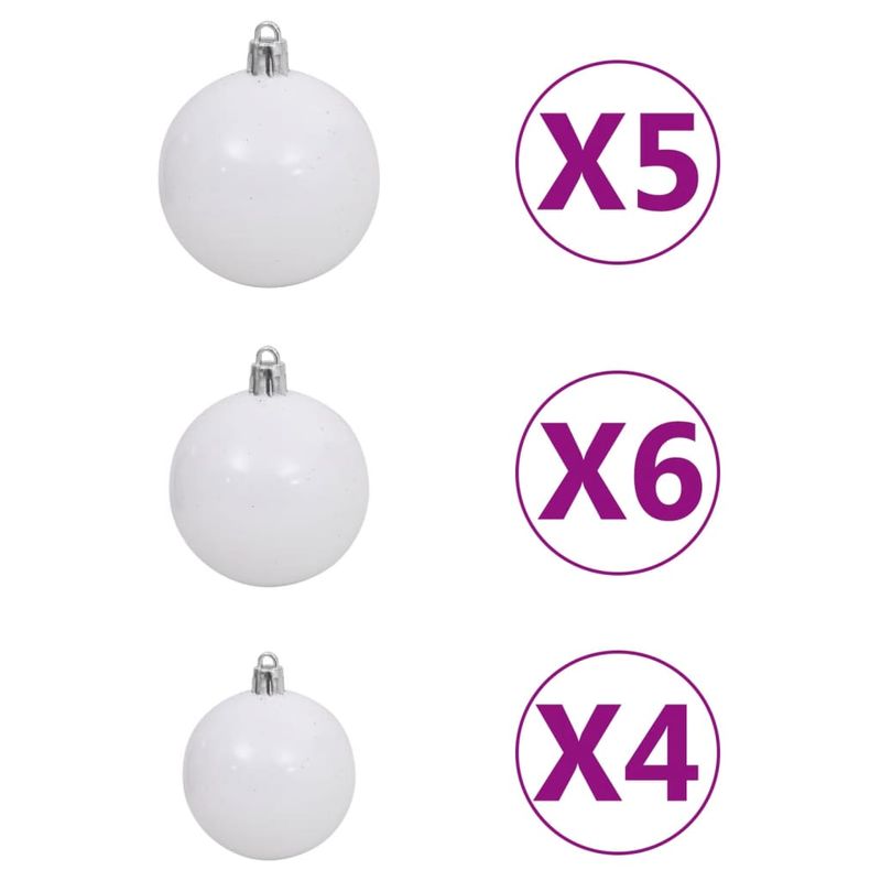 Casa si Gradina - Decoratiuni - Decoratiuni de sezon - Brad Crăciun pre-iluminat cu set globuri, roz, 150 cm, PVC, model cu LED-uri și globuri albe/gri - Infinity.ro