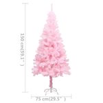 Casa si Gradina - Decoratiuni - Decoratiuni de sezon - Brad Crăciun pre-iluminat cu set globuri, roz, 150 cm, PVC, model cu LED-uri și globuri albe/gri - Infinity.ro