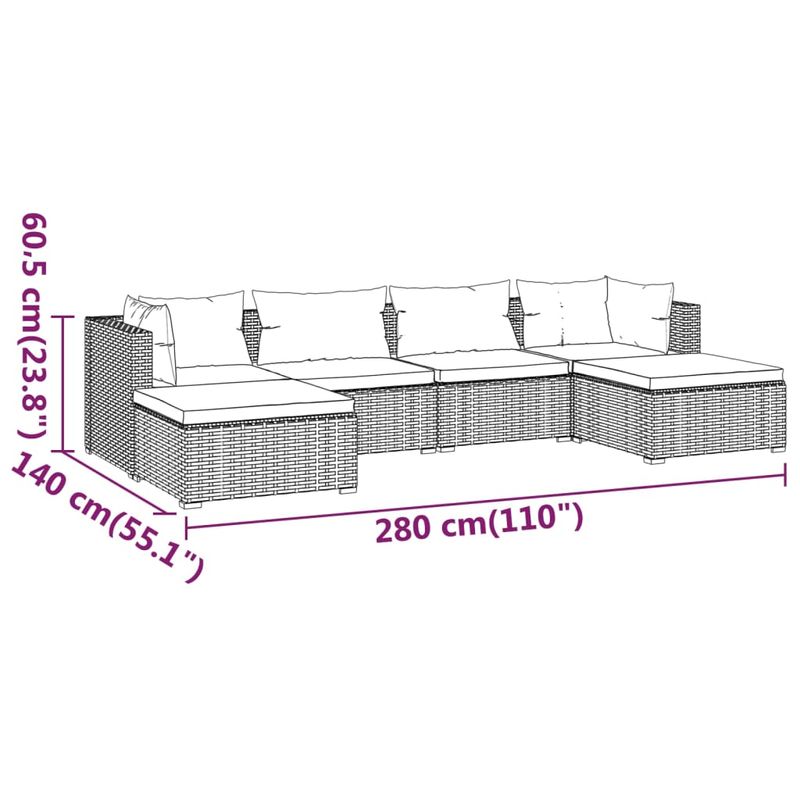 Casa si Gradina - Gradina si terasa - Mobilier exterior - Seturi mobila gradina - Set mobilier de gradina cu perne, 6 piese, maro, poliratan - Infinity.ro