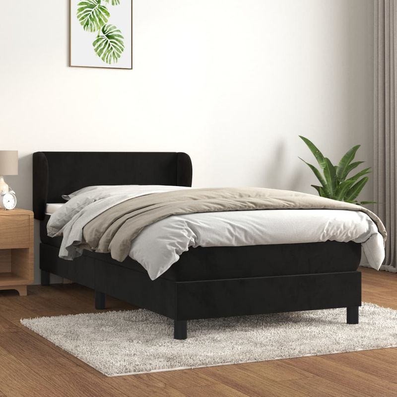 Casa si Gradina - Mobilier - Paturi si accesorii - Paturi - Pat continental cu saltea, negru, 80x200 cm, catifea - Infinity.ro
