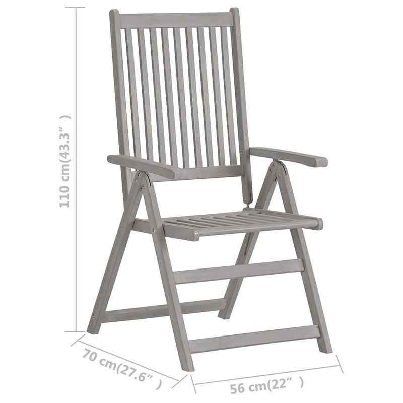 Casa si Gradina - Gradina si terasa - Mobilier exterior - Scaune si sezlonguri gradina - Scaune gradina rabatabile cu perne, 8 buc., gri, lemn acacia - Infinity.ro