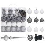 Casa si Gradina - Decoratiuni - Decoratiuni de sezon - Brad Crăciun pre-iluminat cu set globuri, roz, 210 cm, PVC, model cu LED-uri și globuri albe/gri - Infinity.ro