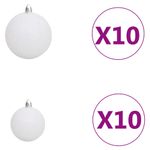 Casa si Gradina - Decoratiuni - Decoratiuni de sezon - Brad Crăciun pre-iluminat cu set globuri, roz, 210 cm, PVC, model cu LED-uri și globuri albe/gri - Infinity.ro