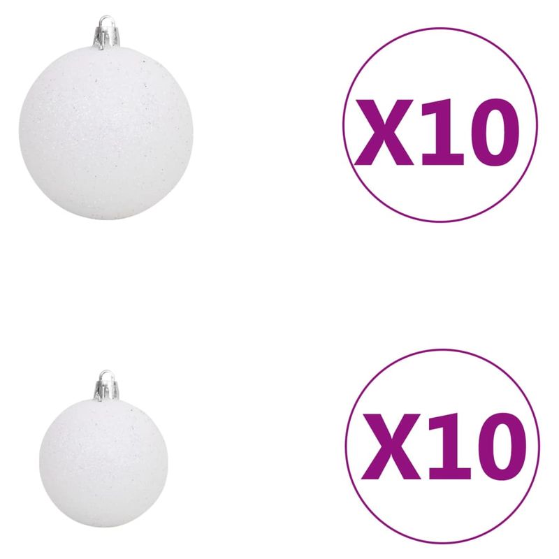 Casa si Gradina - Decoratiuni - Decoratiuni de sezon - Brad Crăciun pre-iluminat cu set globuri, roz, 210 cm, PVC, model cu LED-uri și globuri albe/gri - Infinity.ro