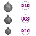 Casa si Gradina - Decoratiuni - Decoratiuni de sezon - Brad Crăciun pre-iluminat cu set globuri, roz, 210 cm, PVC, model cu LED-uri și globuri albe/gri - Infinity.ro