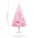 Casa si Gradina - Decoratiuni - Decoratiuni de sezon - Brad Crăciun pre-iluminat cu set globuri, roz, 210 cm, PVC, model cu LED-uri și globuri albe/gri - Infinity.ro