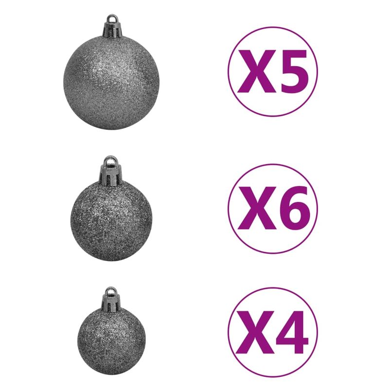 Casa si Gradina - Decoratiuni - Decoratiuni de sezon - Brad Crăciun pre-iluminat cu set globuri, negru, 120 cm, PVC, model cu LED-uri și globuri albe/gri - Infinity.ro