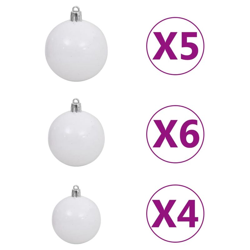 Casa si Gradina - Decoratiuni - Decoratiuni de sezon - Brad Crăciun pre-iluminat cu set globuri, negru, 120 cm, PVC, model cu LED-uri și globuri albe/gri - Infinity.ro