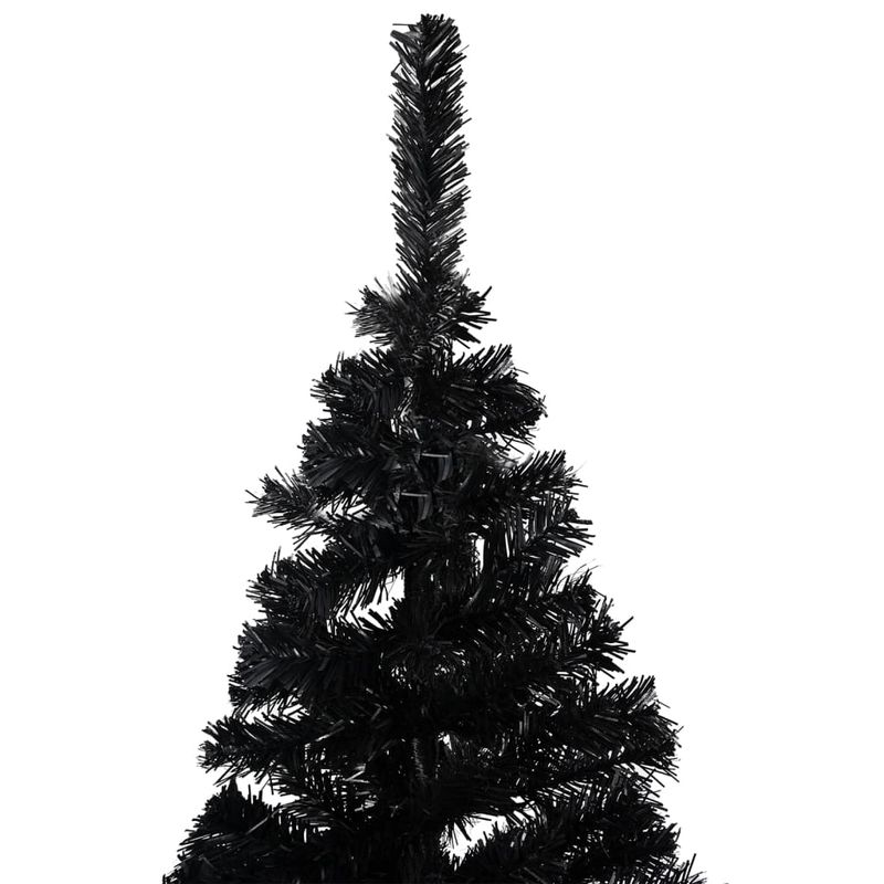 Casa si Gradina - Decoratiuni - Decoratiuni de sezon - Brad Crăciun pre-iluminat cu set globuri, negru, 120 cm, PVC, model cu LED-uri și globuri albe/gri - Infinity.ro