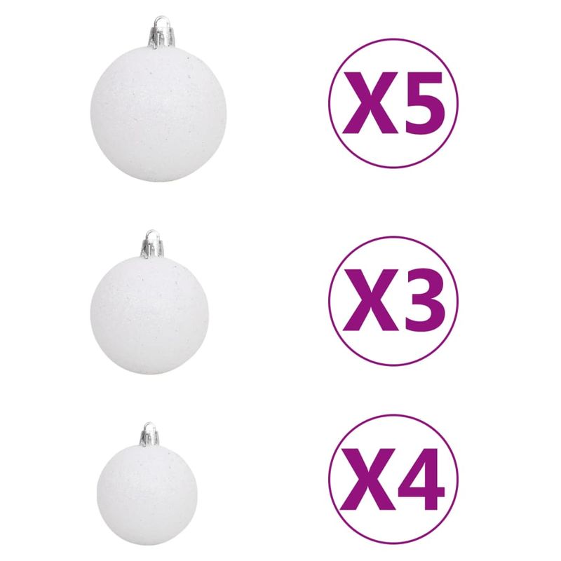 Casa si Gradina - Decoratiuni - Decoratiuni de sezon - Brad Crăciun pre-iluminat cu set globuri, negru, 120 cm, PVC, model cu LED-uri și globuri albe/gri - Infinity.ro