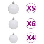 Casa si Gradina - Decoratiuni - Decoratiuni de sezon - Brad Crăciun pre-iluminat cu set globuri, negru, 120 cm, PVC, model cu LED-uri și globuri albe/gri - Infinity.ro