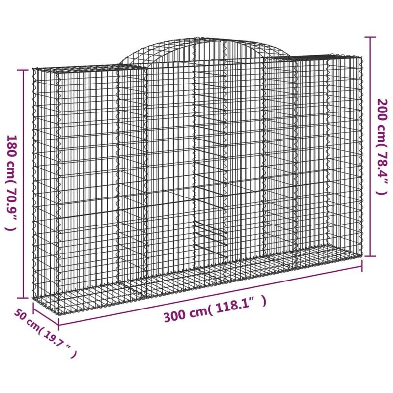 Casa si Gradina - Gradina si terasa - Garduri, panouri si accesorii - Cos gabion arcuit, 300x50x180/200 cm, fier galvanizat, cantitate în pachet: 2 - Infinity.ro