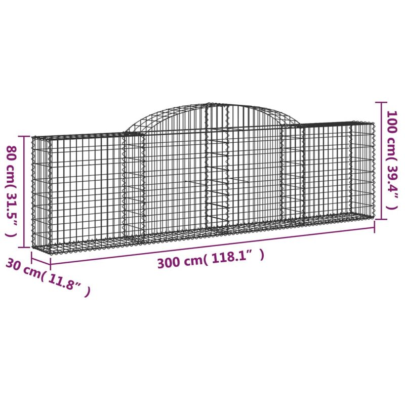 Casa si Gradina - Gradina si terasa - Garduri, panouri si accesorii - Cos gabion arcuit, 300x30x80/100 cm, fier galvanizat, cantitate în pachet: 1 - Infinity.ro