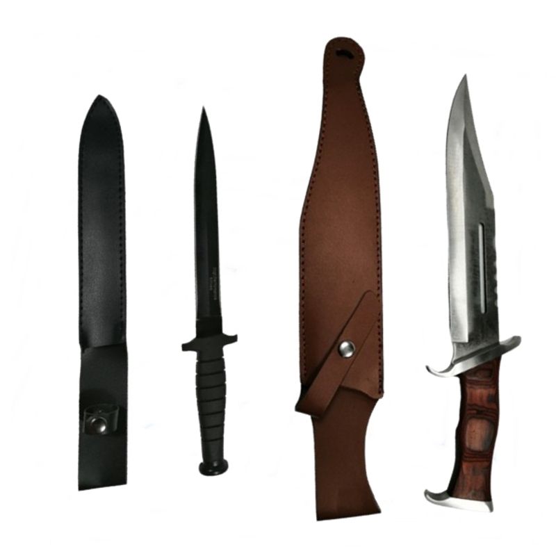 Casa si Gradina - Bucatarie si vesela - Vesela si tacamuri - Cutite si seturi de cutite - Set Cutit de vanatoare cu doua taisuri si baioneta Rambo, IdeallStore®, Teaca inclusa - Infinity.ro