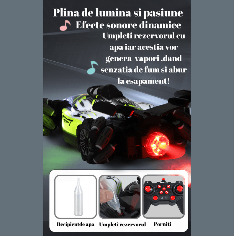 Jucarii, Copii si Bebe - Jucarii si jocuri - Vehicule si jucarii cu telecomanda - Masinute - Masinuta de Curse, Telecomanda/Senzori de gest, 34.5x17x9, Cascadorie RC drift 2, 4 GHz, 360 grade, Tractiune 4x4, - Infinity.ro