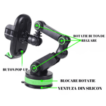Laptop, Telefoane si Tablete - Telefoane mobile si accesorii - Accesorii Telefoane - Suport si docking telefoane - Suport Auto OZ, Reglabil si Rotativ, Unghi suport si brat 360 de grade, Verde/Negru, Universal - Infinity.ro
