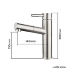 Casa si Gradina - Sanitare - Lavoar baie si accesorii - Baterii sanitare - Baterie chiuveta MaGeCa® cu dus extractabil din otel inoxidabil, Racorduri si accesorii incluse, Design modern, Silver - Infinity.ro