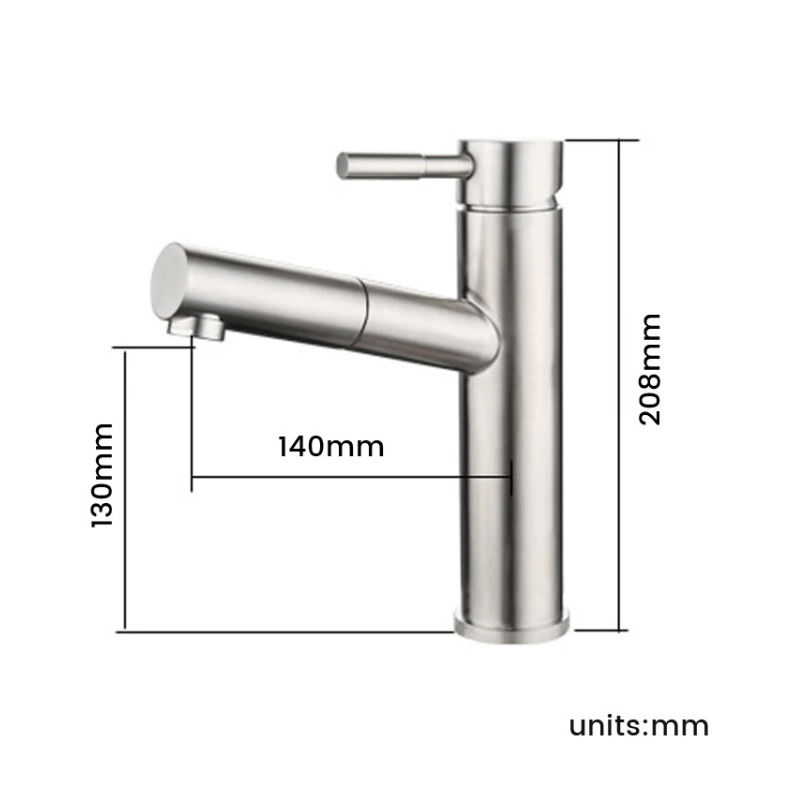 Casa si Gradina - Sanitare - Lavoar baie si accesorii - Baterii sanitare - Baterie chiuveta MaGeCa® cu dus extractabil din otel inoxidabil, Racorduri si accesorii incluse, Design modern, Silver - Infinity.ro