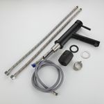 Casa si Gradina - Sanitare - Lavoar baie si accesorii - Baterii sanitare - Baterie chiuveta MaGeCa® cu dus extractabil din otel inoxidabil, Racorduri si accesorii incluse, Design modern, Negru - Infinity.ro