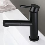 Casa si Gradina - Sanitare - Lavoar baie si accesorii - Baterii sanitare - Baterie chiuveta MaGeCa® cu dus extractabil din otel inoxidabil, Racorduri si accesorii incluse, Design modern, Negru - Infinity.ro