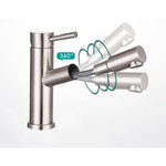 Casa si Gradina - Sanitare - Lavoar baie si accesorii - Baterii sanitare - Baterie chiuveta MaGeCa® cu dus extractabil din otel inoxidabil, Racorduri si accesorii incluse, Design modern, Silver - Infinity.ro