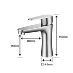 Casa si Gradina - Sanitare - Lavoar baie si accesorii - Baterii sanitare - Baterie sanitara MaGeCa® pentru lavoar, Otel inoxidabil, Racorduri incluse, Design modern, 15 cm inaltime, Argintiu - Infinity.ro