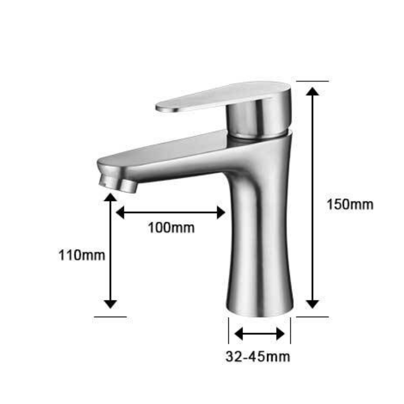 Casa si Gradina - Sanitare - Lavoar baie si accesorii - Baterii sanitare - Baterie sanitara MaGeCa® pentru lavoar, Otel inoxidabil, Racorduri incluse, Design modern, 15 cm inaltime, Argintiu - Infinity.ro