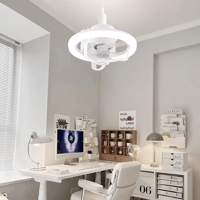 Electronice si Electrocasnice/Climatizare si sisteme de incalzire/Aparate racire aer/Ventilatoare - Ventilator de tavan MaGeCa®, Iluminare LED, Functie de scuturare, Telecomanda, Design modern, Soclu universal E27 - Infinity.ro