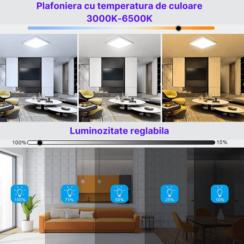 Casa si Gradina - Corpuri si surse de iluminat - Plafoniere, aplice si spoturi - Plafoniera LED inteligenta MaGeCa®, RGB, 32W, Telecomanda, Aplicatie telefon compatibila Google Assistant/Amazon Alexa - Infinity.ro