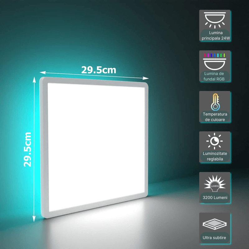 Casa si Gradina - Corpuri si surse de iluminat - Plafoniere, aplice si spoturi - Plafoniera LED inteligenta MaGeCa®, RGB, 32W, Telecomanda, Aplicatie telefon compatibila Google Assistant/Amazon Alexa - Infinity.ro