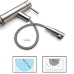 Casa si Gradina - Sanitare - Lavoar baie si accesorii - Baterii sanitare - Baterie chiuveta MaGeCa® cu dus extractabil din otel inoxidabil, Racorduri si accesorii incluse, Design modern, Silver - Infinity.ro