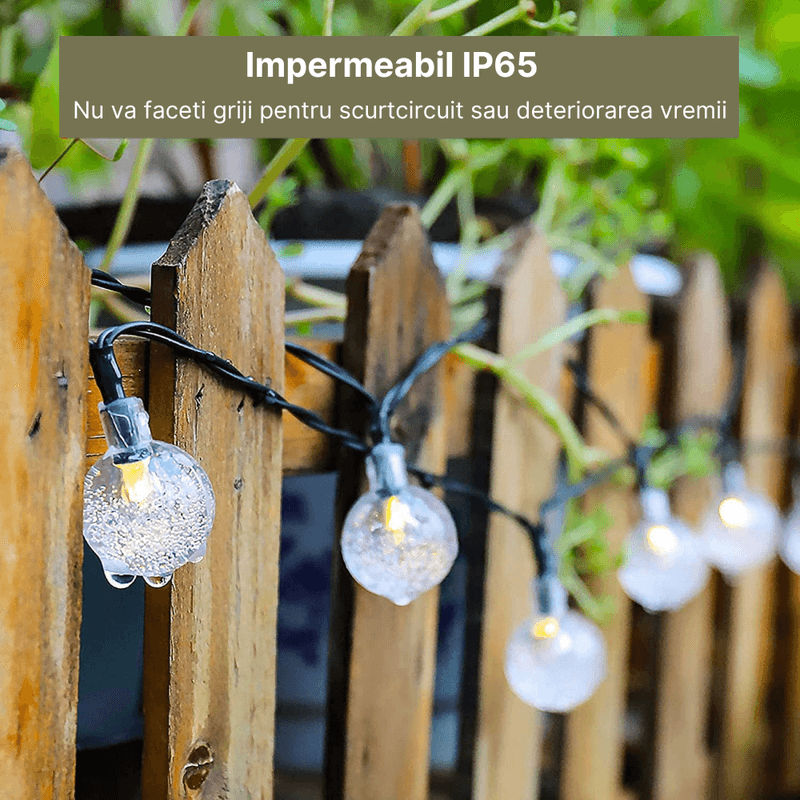 Casa si Gradina - Corpuri si surse de iluminat - Iluminat exterior - Lampi solare - Ghirlanda luminoasa MaGeCa® cu incarcare solara, 20 de becuri LED, lungime 5m, Impermeabil IP65, Lumina calda - Infinity.ro