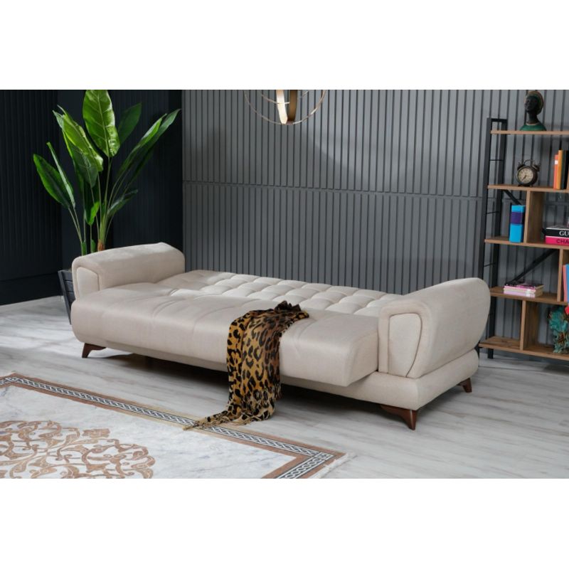 Casa si Gradina - Mobilier - Seturi de mobilier - Seturi living - Set 3+1+1 Loris Lada Depozitare Tapitat Catifea Crem - Infinity.ro