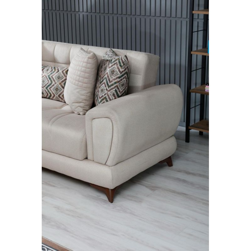 Casa si Gradina - Mobilier - Seturi de mobilier - Seturi living - Set 3+1+1 Loris Lada Depozitare Tapitat Catifea Crem - Infinity.ro