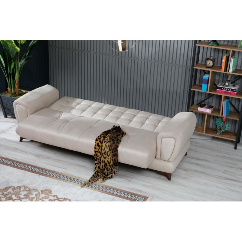 Casa si Gradina - Mobilier - Seturi de mobilier - Seturi living - Set 3+1+1 Loris Lada Depozitare Tapitat Catifea Crem - Infinity.ro