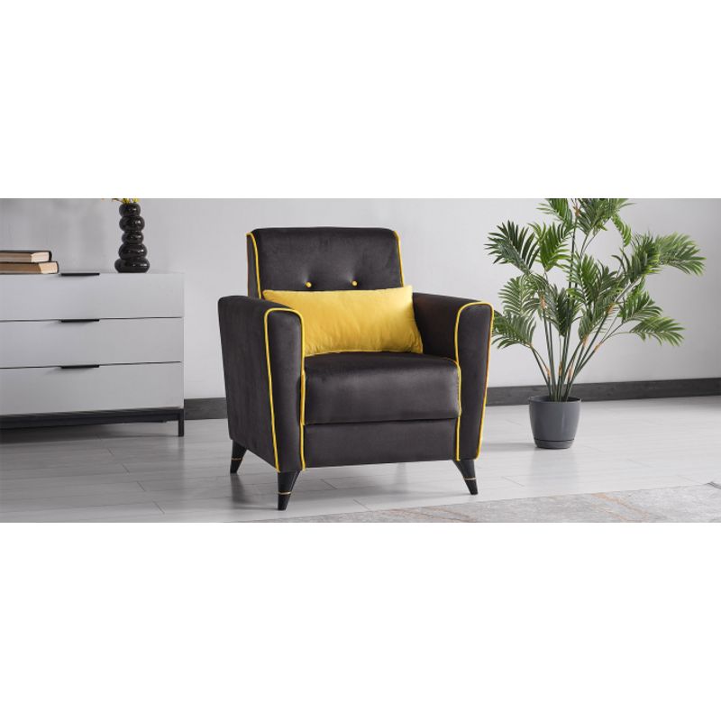 Casa si Gradina - Mobilier - Seturi de mobilier - Seturi living - Set 3+1+1 Viktorya Lada Depozitare Tapitat Catifea Gri/Galben - Infinity.ro